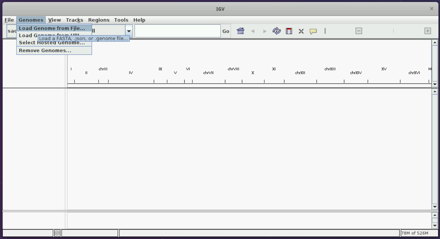 Instructions on how to load genome